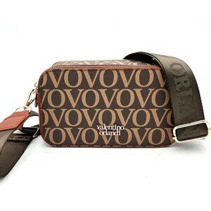 Valentino Orlandi Logo Cross Body Shoulder Wide Strap Camera Bag